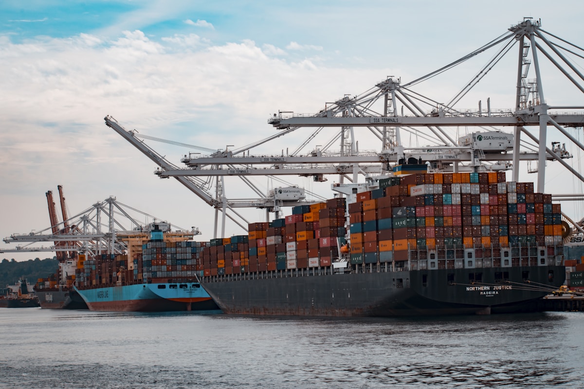 Container shipping at port